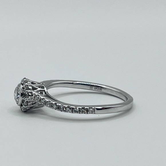 Round Brilliant .50 CT VS Lab Diamond Silver Ring - Picture 6 of 8